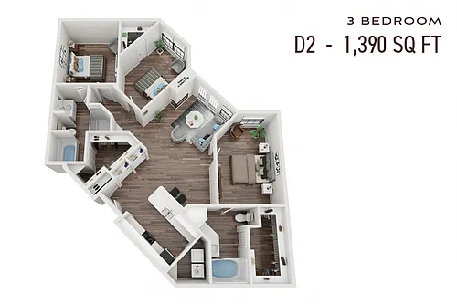 Floor plan Three Bedroom D2p Renovated
