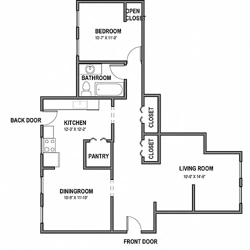 Floor plan 1 BR 1 Bath