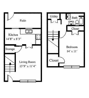 Floor plan 1 Bedroom 1 Bath