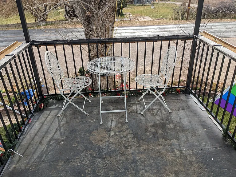The upper balcony is perfect for a slow morning with coffee, perfect views and a cozy novel.