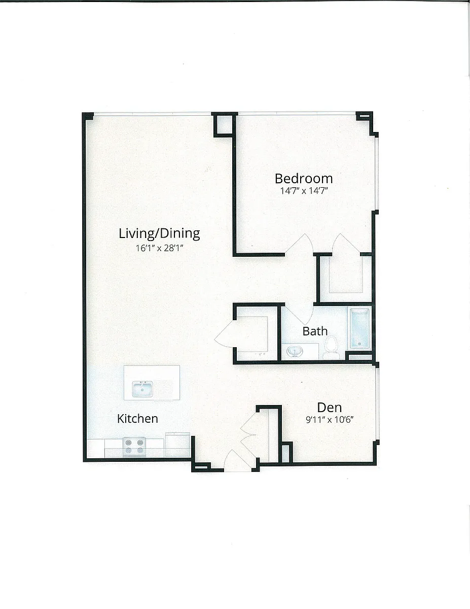 Floor plan One Bedroom w/ Den