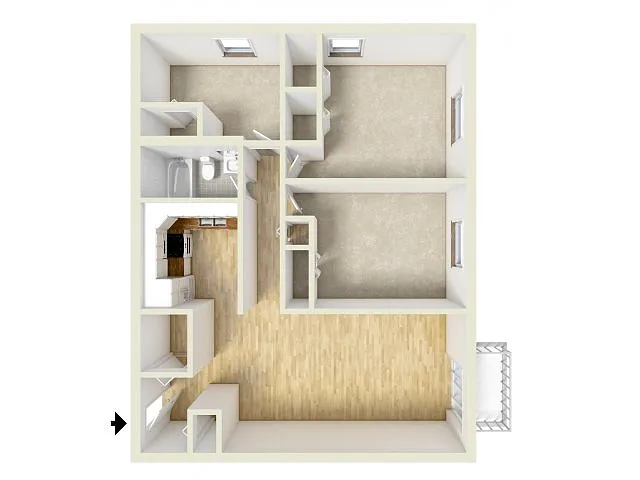 Floor plan Two Bedroom Den Small