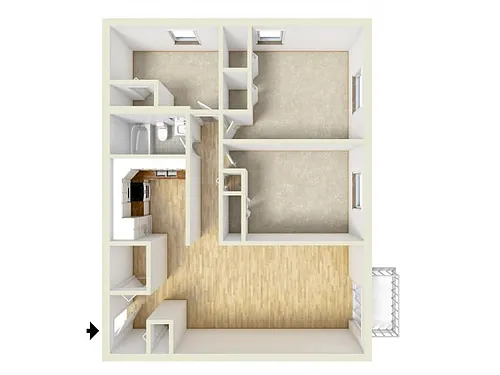 Floor plan Two Bedroom Den Small