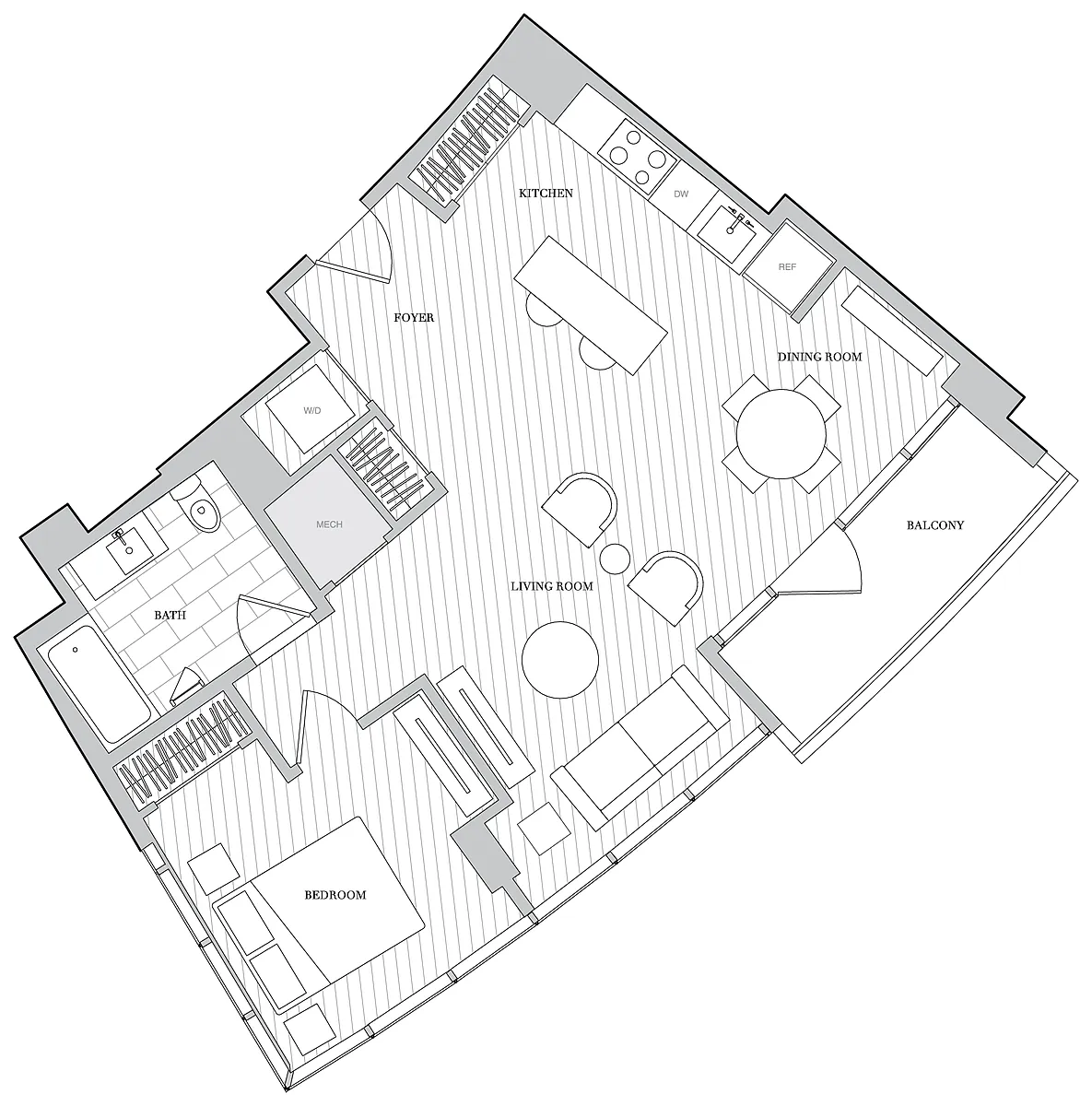 Floor plan 1 Bed 1 Bath B1L