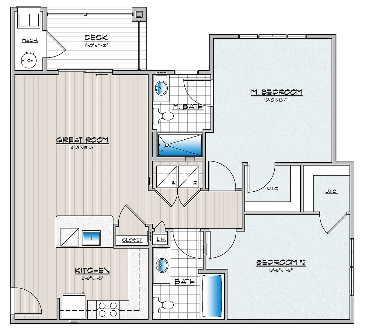 Floor plan 2 Bedroom 2 Bathroom Large