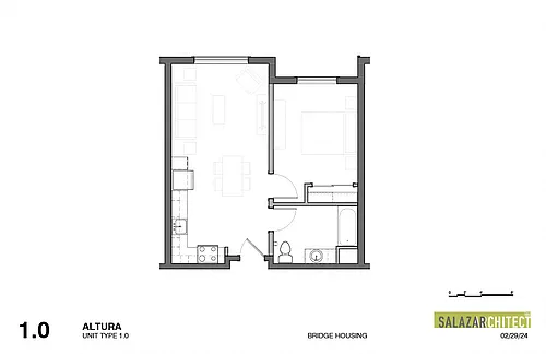 Floor plan 1 Bedroom 1 Bath Plan B