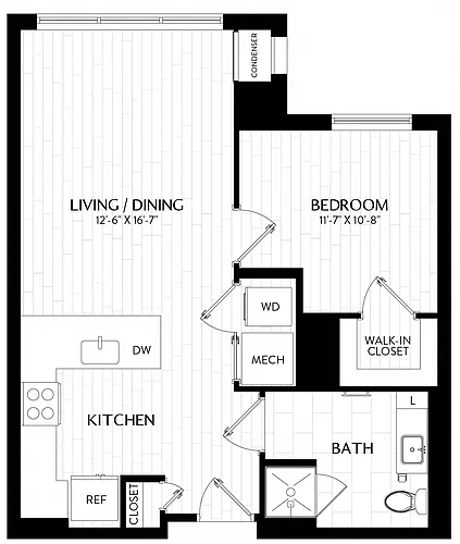 Floor plan 1 Bed/1 Bath-A1