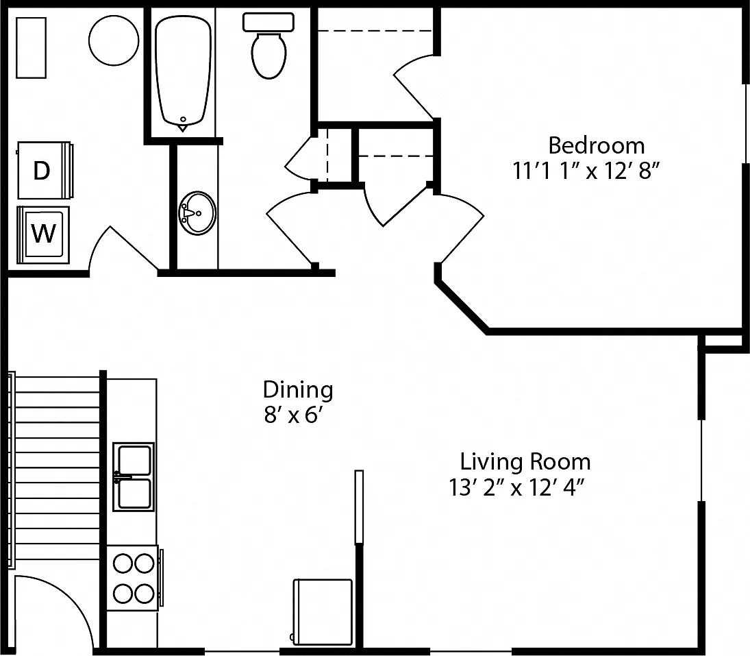 Floor plan 1-BR Garden - Phase II