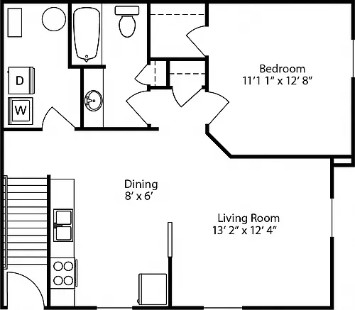 Floor plan 1-BR Garden - Phase II