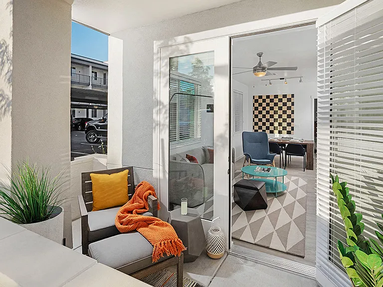 Select homes feature balconies and patios