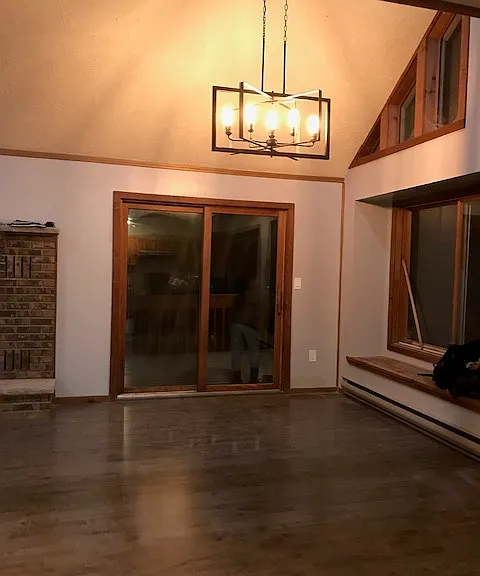 Dining room connects with living room and kitchen (open concept)