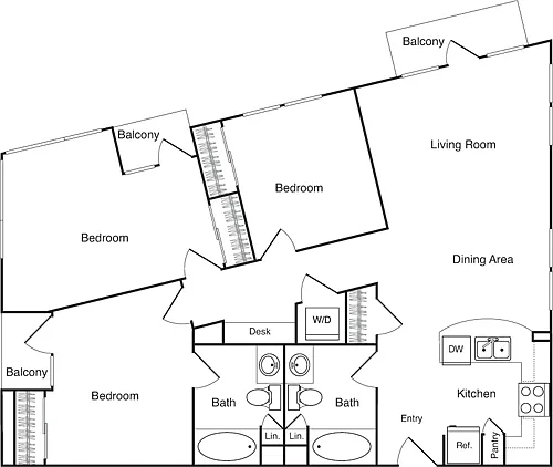 Floor plan Three Bedroom - D
