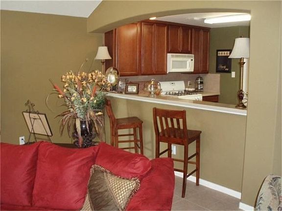 View of breakfast bar overlooking den.