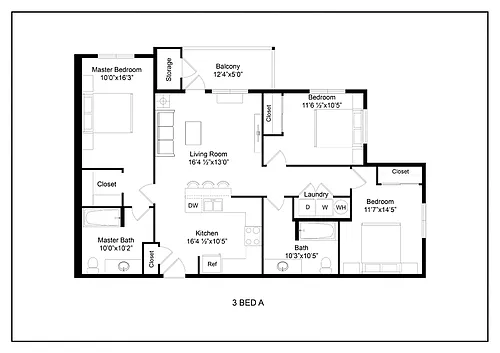 Floor plan 3 Bed A