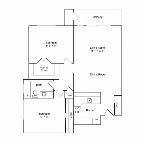Floor plan 2x1 B Renovated