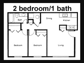 Floor plan 2 Bed | 1 Bath