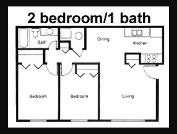 Floor plan 2 Bed | 1 Bath