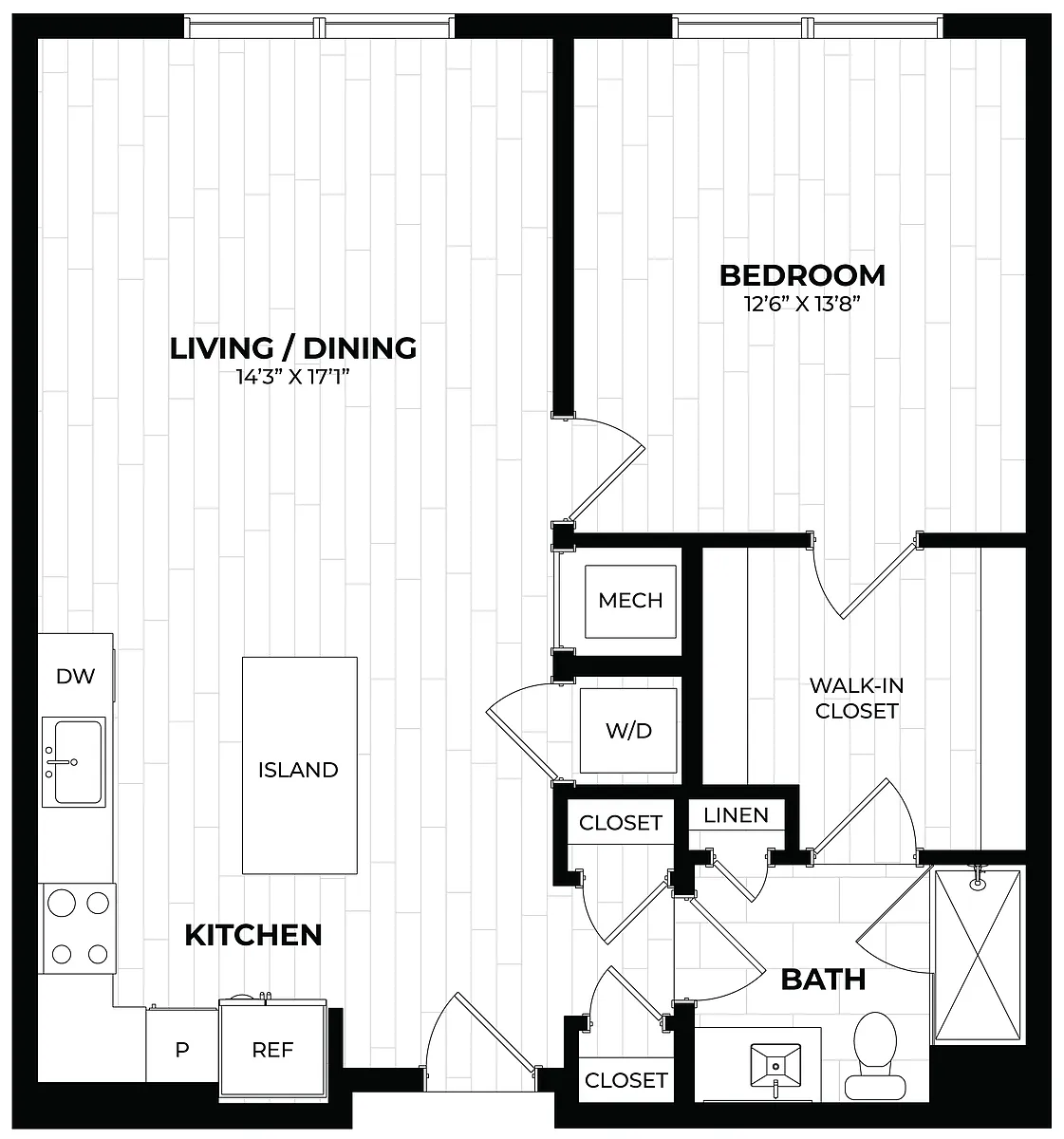 Floor plan 1 Bed/1 Bath-1.2