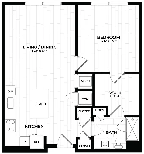 Floor plan 1 Bed/1 Bath-1.2