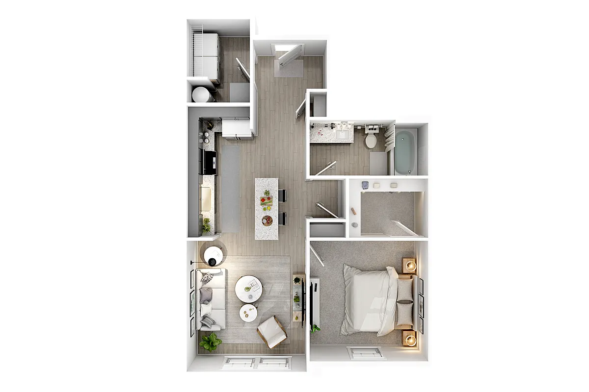 Floor plan A1 - One Bedroom, One Bathroom
