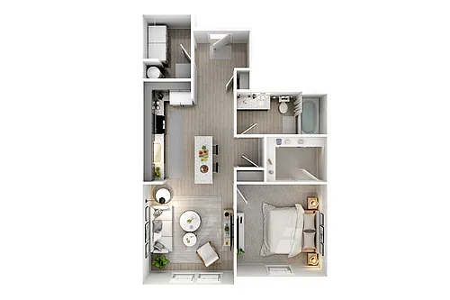 Floor plan A1 - One Bedroom, One Bathroom