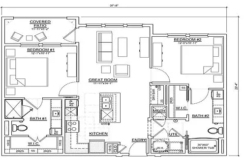 Floor plan Two Bedrooms/Two Baths