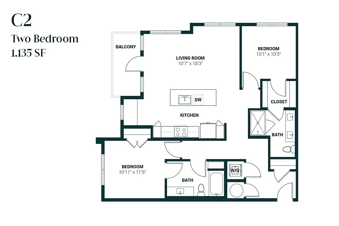 Floor plan Two Bedroom C2