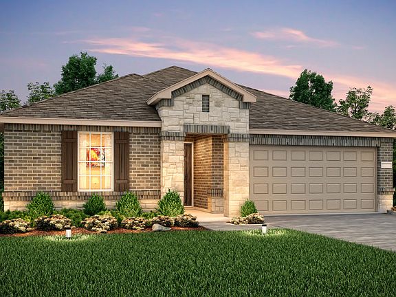 The Serenada, a one-story home with 2-car garage, shown with Home Exterior R
