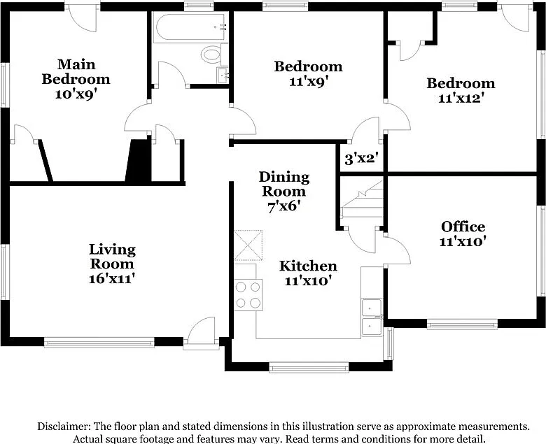 3 bed, 1.0 bath, 1008 sqft, $1,505 — Photo 2