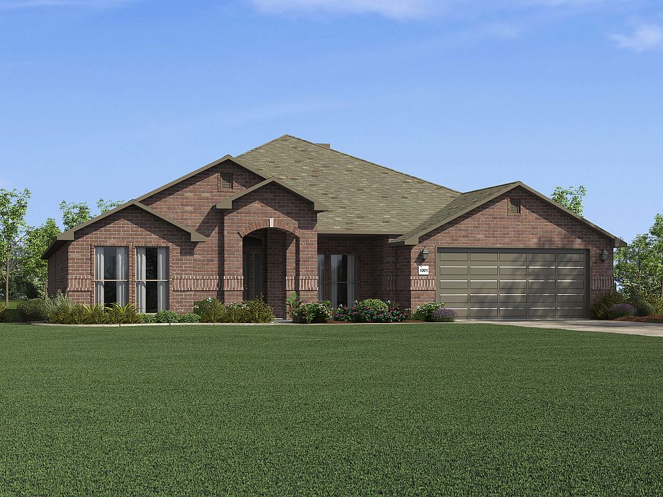 The Rosie shown with a front entry garage.