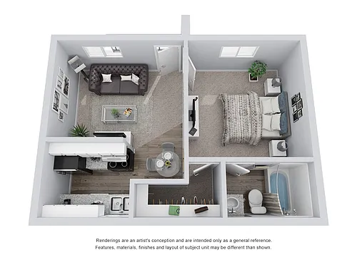 Floor plan A1: 1 Bed 1 Bath