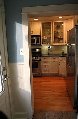 View from 1/2 bath to kitchen