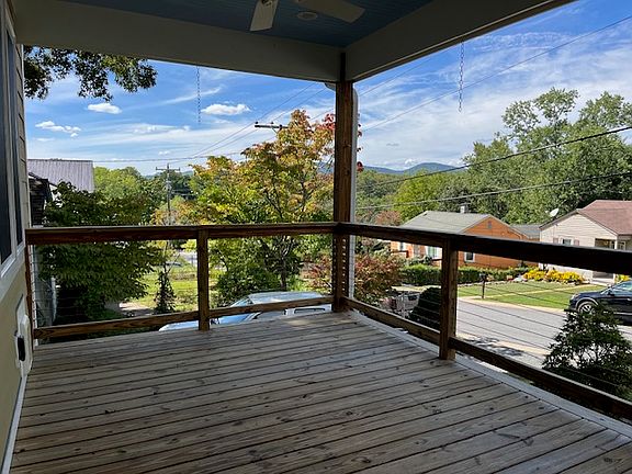 Large covered porch looking towards the west