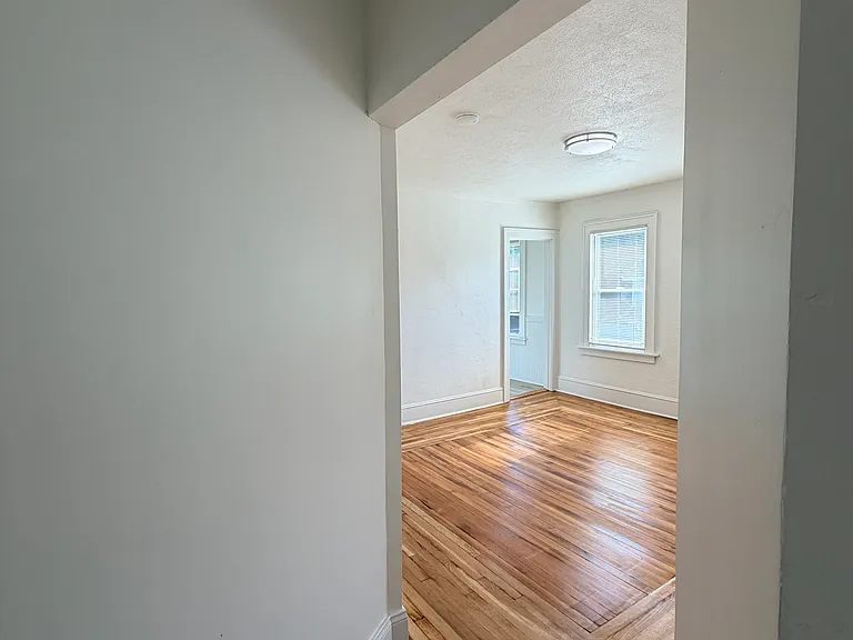 Long entrance hallway leading into the living room