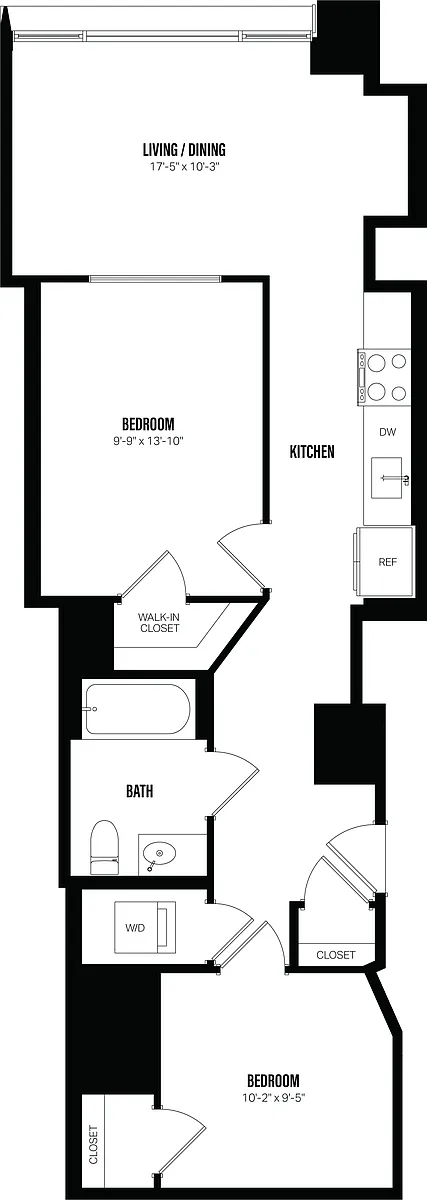 Floor plan Junior 1 Bed/1 Bath Den-D2.1