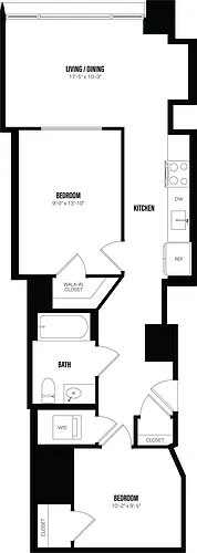 Floor plan Junior 1 Bed/1 Bath Den-D2.1