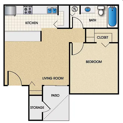 Floor plan One Bedroom One Bath