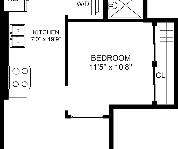 Mercer 1 Bedroom Floor Plan _ 544 SF Mercer 1 Bedroom Floor Plan _ 544 SF