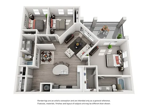 Floor plan C1 1380sf 3/2