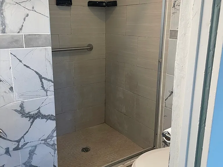 Master bath shower and toilet.