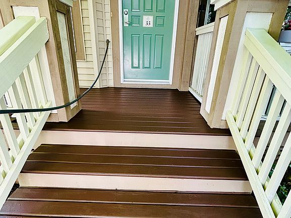 Entrance to deck and front door