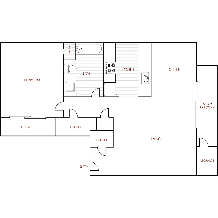 Floor plan 1 Bedroom 1 Bathroom