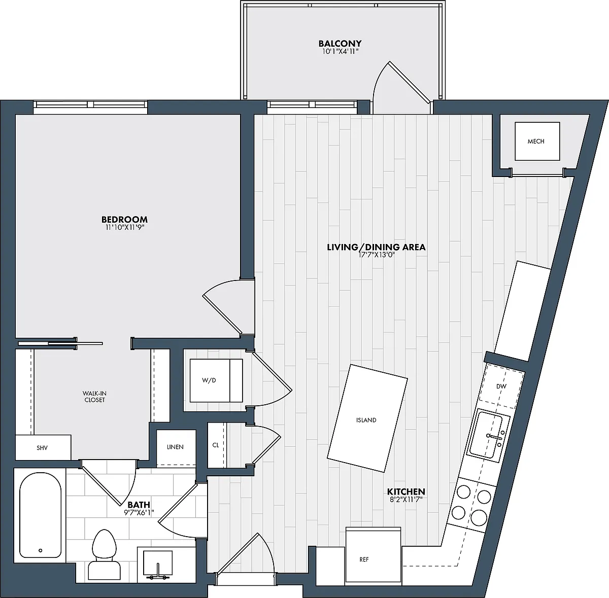 Floor plan 1 Bed/1 Bath-A5