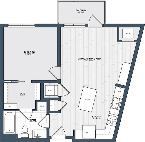 Floor plan 1 Bed/1 Bath-A5