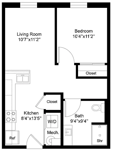 Floor plan McCulloch 1 Bedroom