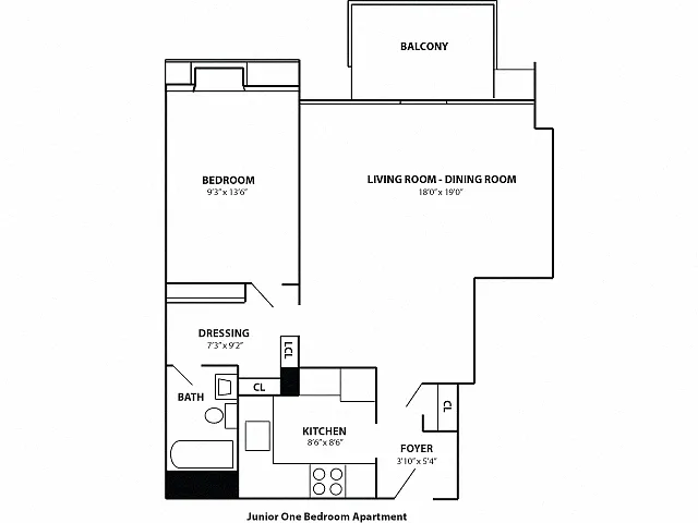 Floor plan Jr. 1 Bedroom