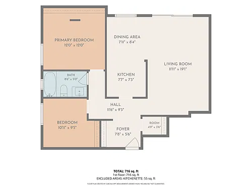 Floor plan Garden View 2 Bed 1 Bath