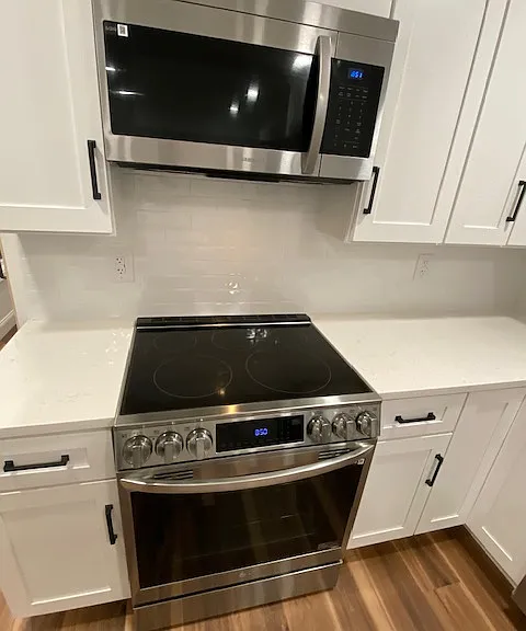 electric flat cooktop stove with air fryer and microwave