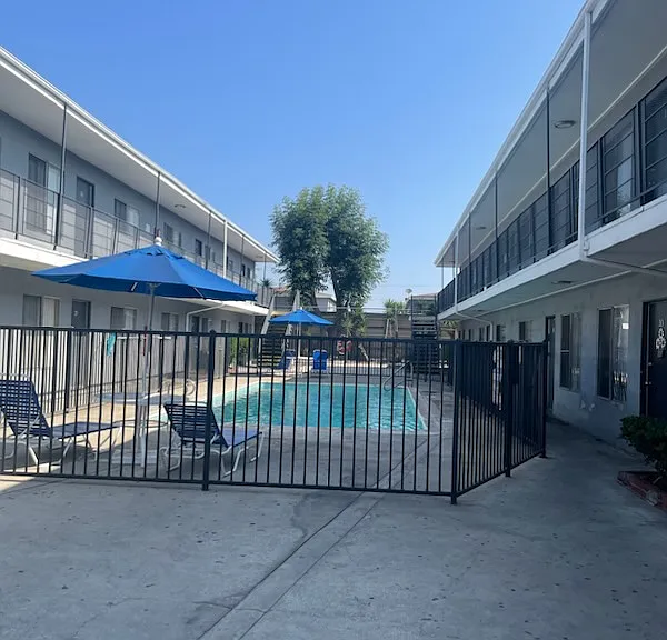 onsite pool with pool furniture