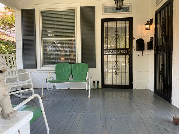 Front porch, duplex, your door to right.